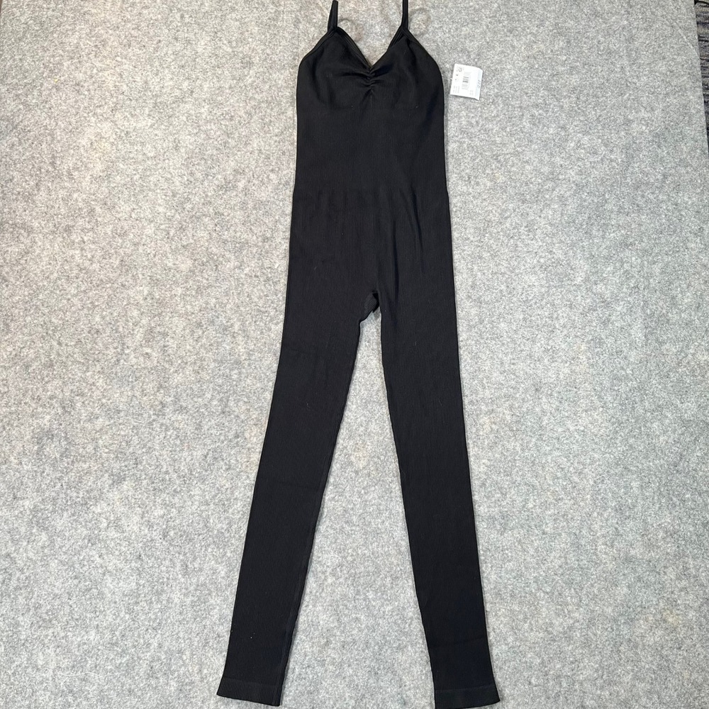 American Eagle Jumpsuit Womens XS Black Ribbed V-Neck Bodysuit NWT